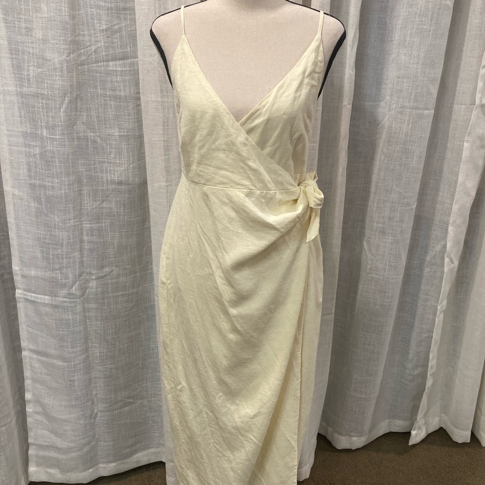 UO Yellow Buttercream Wrap Dress